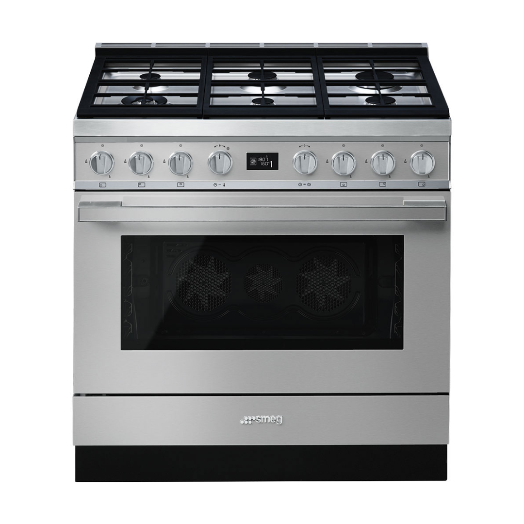 Cocina de Gas 6 fuegos Smeg negra - Jemaq