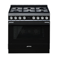 Cocina de Gas 6 fuegos Smeg negra - Jemaq