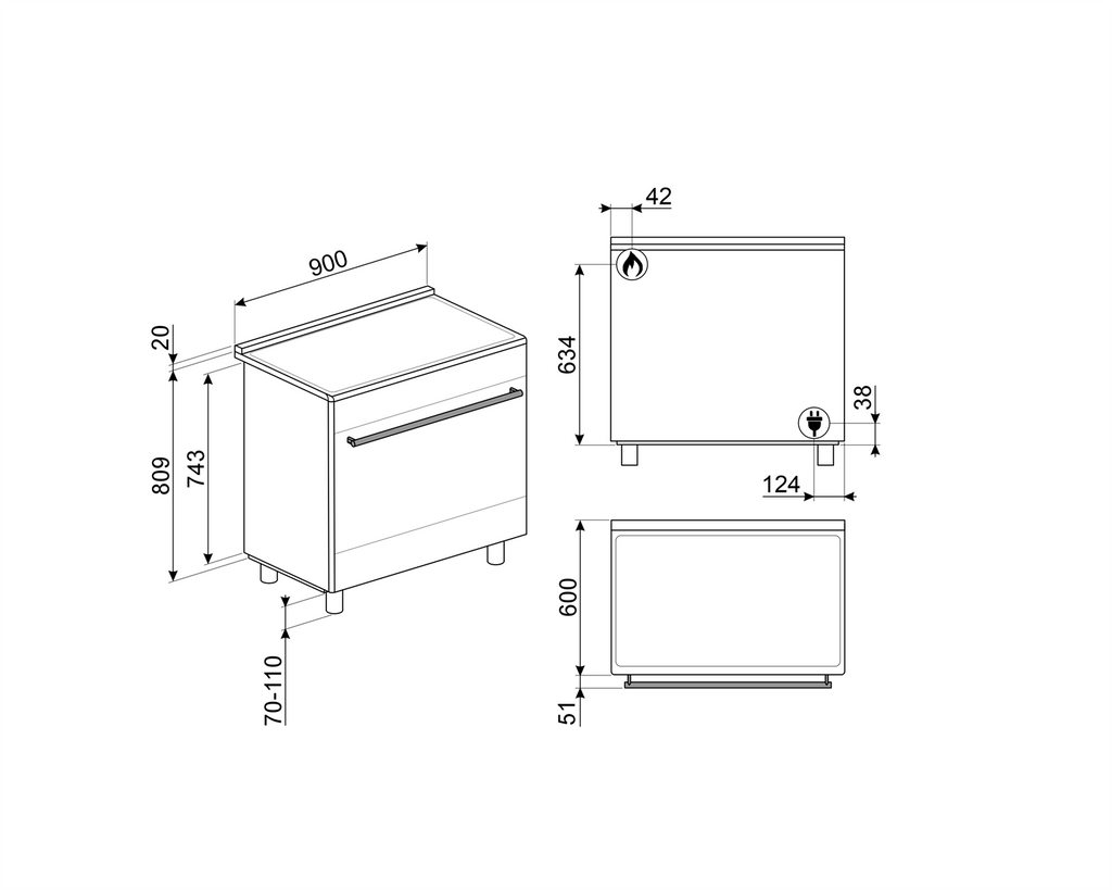 Cocina de Gas 6 fuegos Smeg - Jemaq